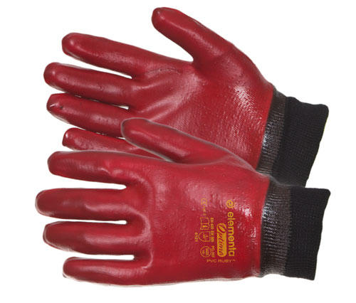 Перчатки  рабочие c полимер. покрытием  ELEMENTA OPTIMA PVC RUBY ™ размер 10 - фото