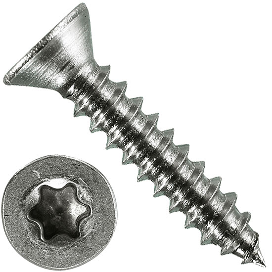 Саморез с потайной головкой и шлицем TORX, ISO 14586 (DIN 7982) форма C, нержавеющая сталь А2 - фото