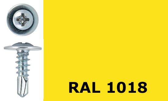 Саморез-клоп с буром 4,2х13 окрашенный, RAL 1018 (цинково-жёлтый) - фото