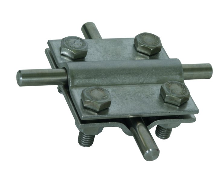 Крестообразный соединитель без промежуточной пластины Rd=8-10/8-10 мм, оцинкованная сталь - фото