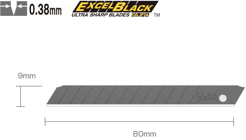 Сегментированное лезвие Excel Black 9 мм OLFA OL-ABB-10B, 10 шт - фото