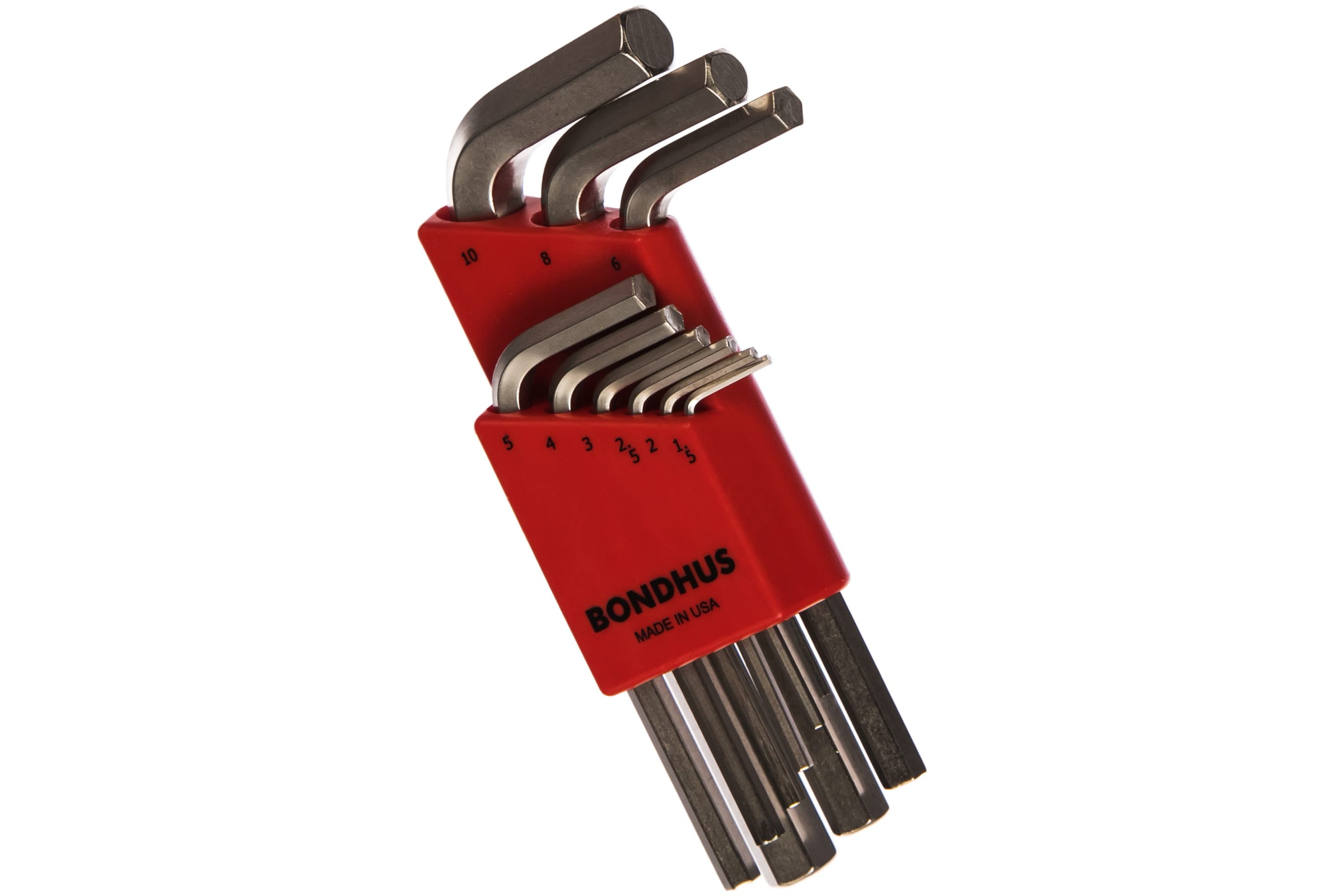 Набор шестигранных ключей (1,5-10 мм) Bondhus BriteGuard 16299, 9 штук, хромированные - фото