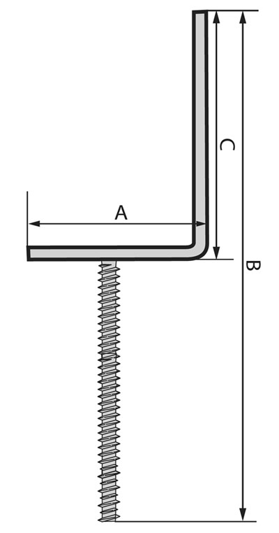 Основание колонны бруса перфорированное L-образное OKB - схема, чертеж