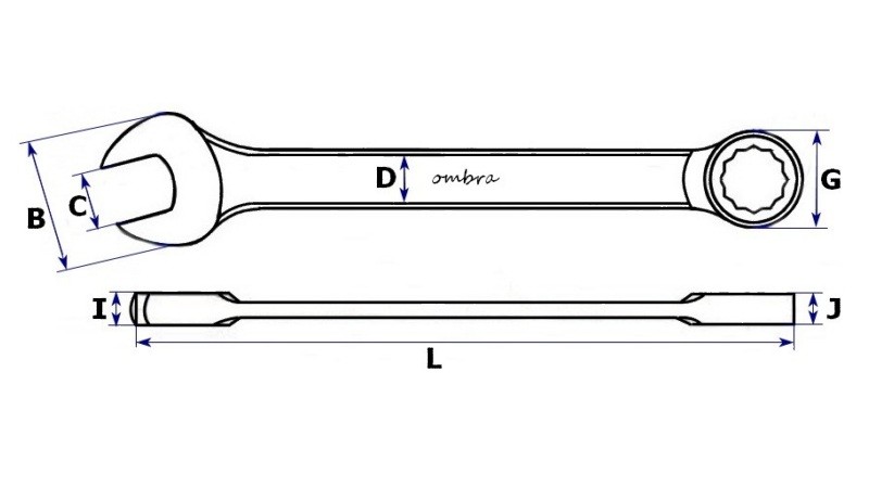 Комбинированные трещоточные ключи Ombra, схема