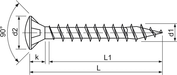 Фасадный саморез SPAX - схема, чертеж
