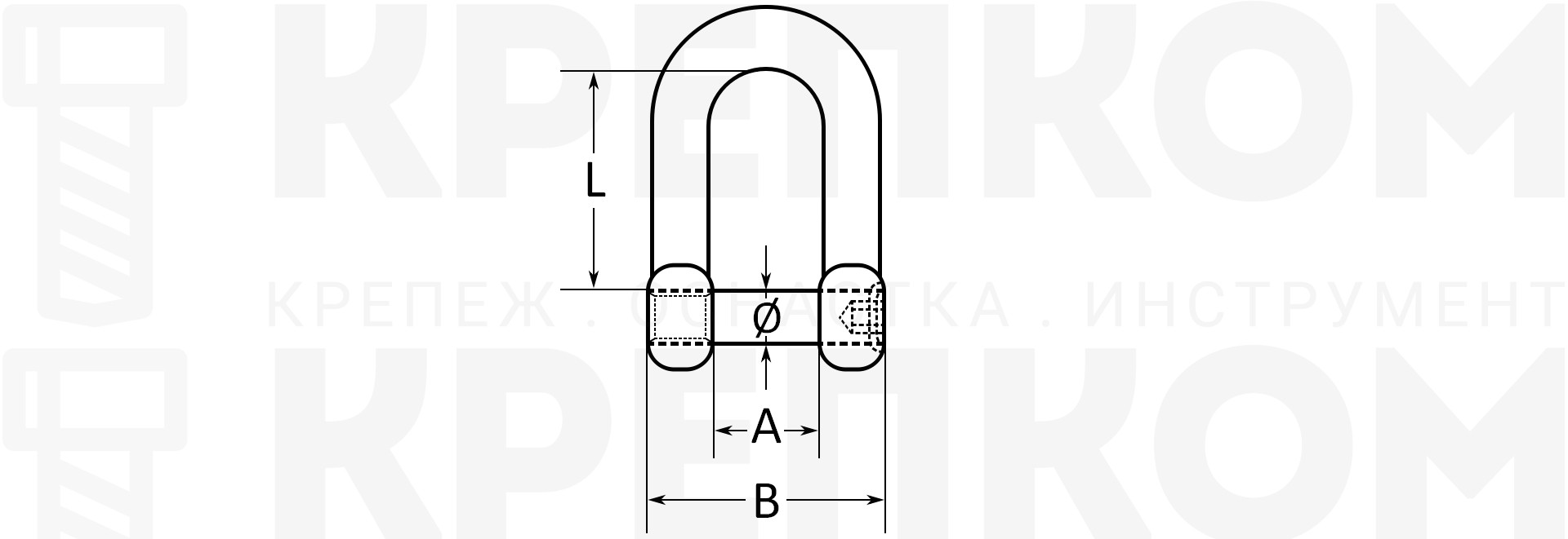 Скоба D-образная с шестигранным штифтом 8482 схема