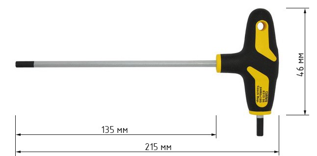 Отвертка с Т-образной ручкой HEX SW4х135 мм NAREX S Line T Profi 831504