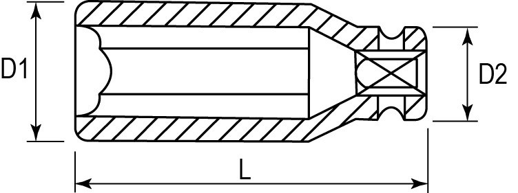 Глубокая ударная торцевая головка 1", схема