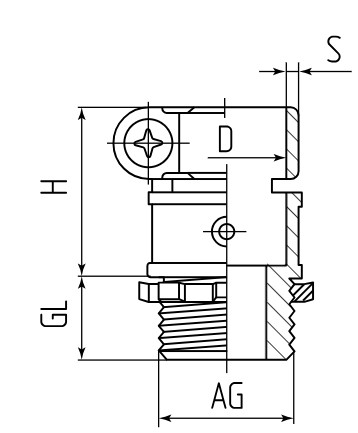 Муфта вводная для металлорукава и трубы с крепежным хомутом Fortisflex ВТ(Х) - схема