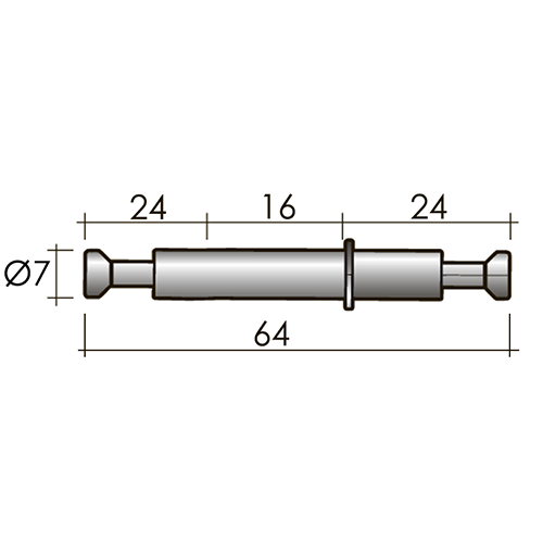 Шток эксцентрика двухсторонний со съемным фиксатором (24 мм) - размеры