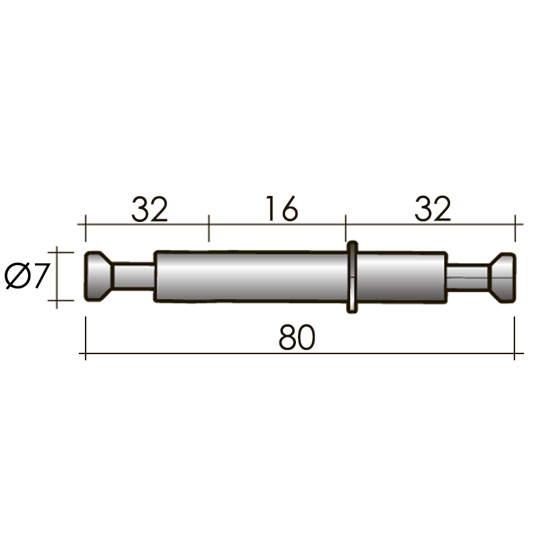 Шток эксцентрика двухсторонний со съемным фиксатором (34 мм) - размеры