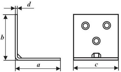 Уголок крепежный мебельный УМ-28 - схема, чертеж