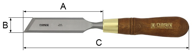 Стамеска косая правая с ручкой 12 мм Narex Wood Line Plus 811112 - схема, размеры