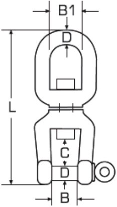 Вертлюг поворотный кольцо-вилка - чертеж, схема