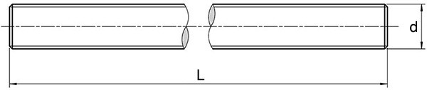 Шпилька с левой резьбой DIN 975 LH - схема