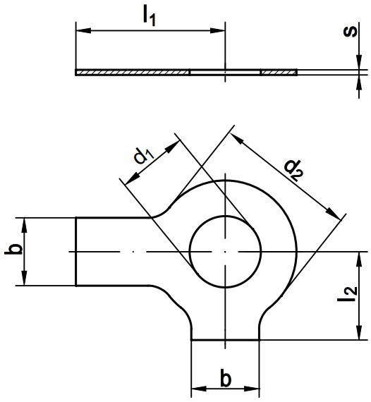 Стопорная шайба с 2 лапками DIN 463 - схема