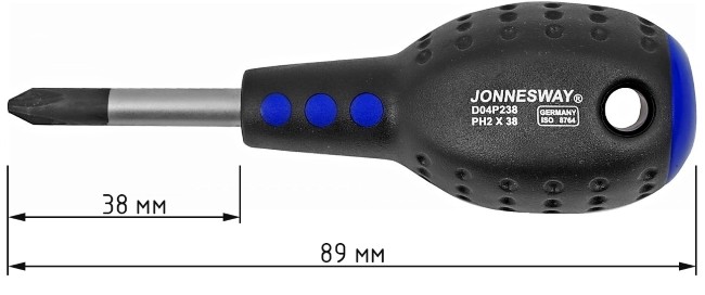 Отвертка крестовая PH2х38 мм Jonnesway FULL STAR D04P238