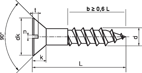 Латунный саморез (шуруп) с потайной головкой DIN 97