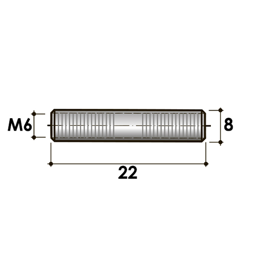 Цилиндр с внутренней резьбой М6х22 - размеры