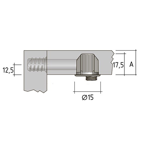 TRIO стяжка коническая D15 для плит толщиной от 25 мм - размер монтажа