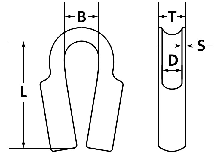 Коуш трубчатый для троса 815061-схема, чертеж