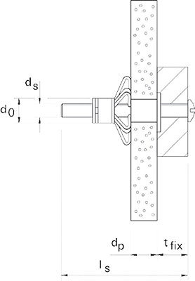 Анкер для пустотелых материалов Fischer HM S - схема, чертеж