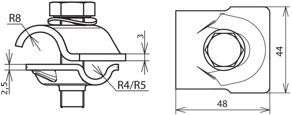 MV-клемма Rd=8-10/16 мм для молниеприёмников арт. 392050