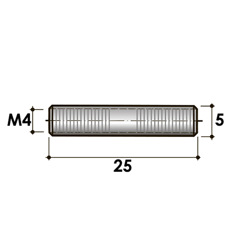 Цилиндр с внутренней резьбой М4х18 - размеры