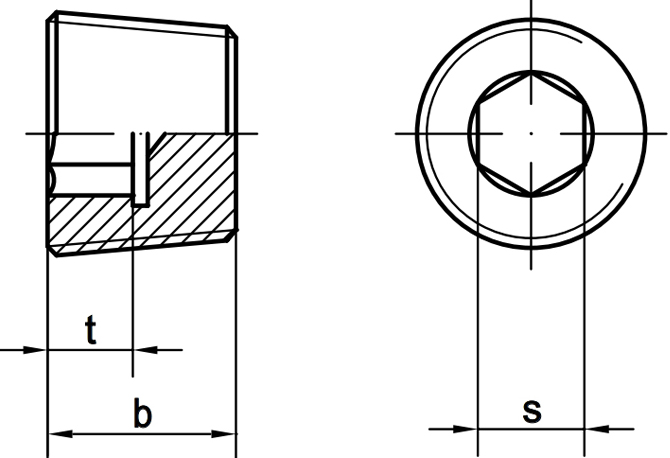Пробка (заглушка) резьбовая с дюймовой резьбой DIN 906 - схема