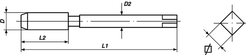 Метчик машинный с метрической левой резьбой DIN 371 form C Volkel - схема