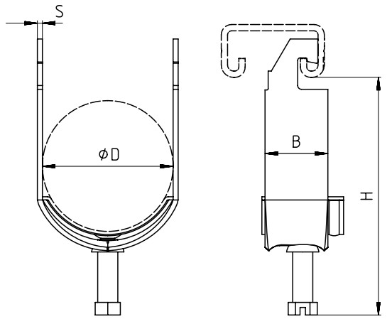 Хомут для труб и кабелей Fischer FUBD - схема, чертеж