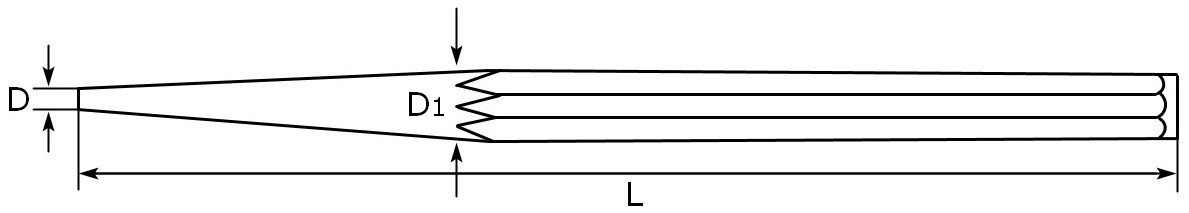 Схема размеров пробойника с удлинённым стержнем