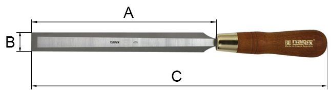 Стамеска плоская удлиненная с ручкой Narex Wood Line Plus - схема, чертеж