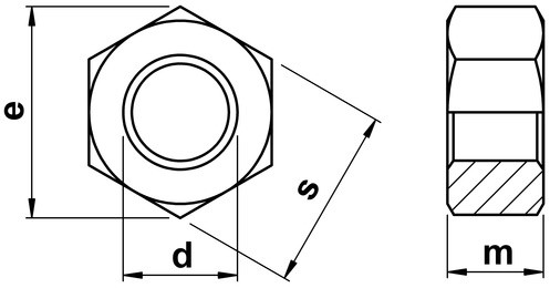 Гайка шестигранная оцинкованная din 934 - чертеж
