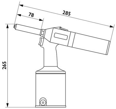 Заклепочник пневмогидравлический для вытяжных заклепок Fasty PP-1000, 2.4 - 5.0 мм-схема