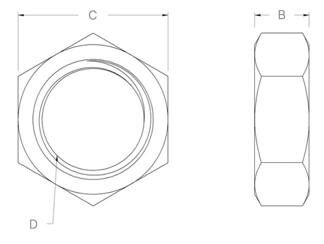 Гайка М16х1,5 мм шестигранная SN-10170 - схема, чертеж