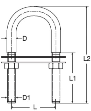 U-образная скоба с пластиной 9846 - схема, чертеж