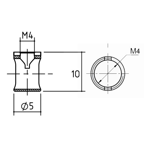 Стяжка коническая D5 для плит толщиной от 10 мм - размеры