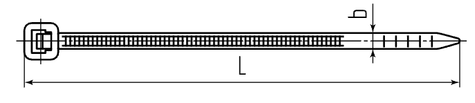 Хомут-стяжка пластиковый 4x200 (3,6x200 мм) KELTOS, черный (упаковка 100 шт) - схема, чертеж