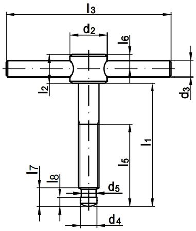 Зажимной воротковый (верстачный) винт DIN 6304 - чертеж, схема