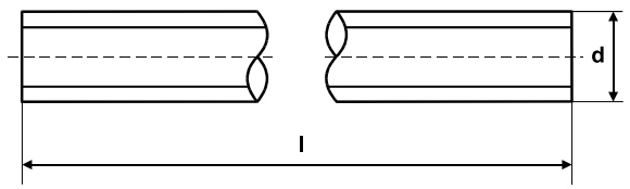 Шпилька (штанга) резьбовая DIN 975 - чертеж, схема