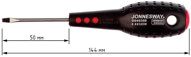 Отвертка шлицевая SL3х50 мм Jonnesway FULL STAR D04S35