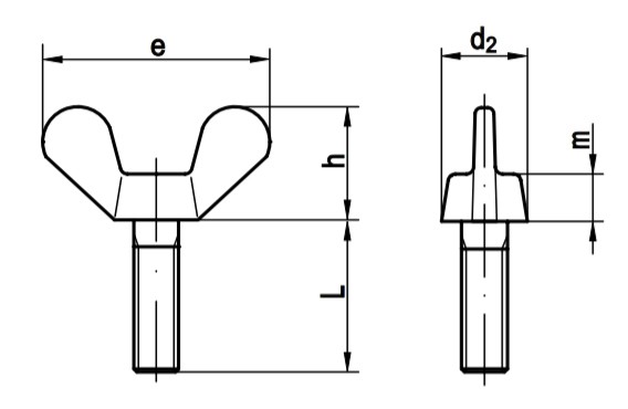 Схема барашкового винта DIN 316 (немецкий тип)