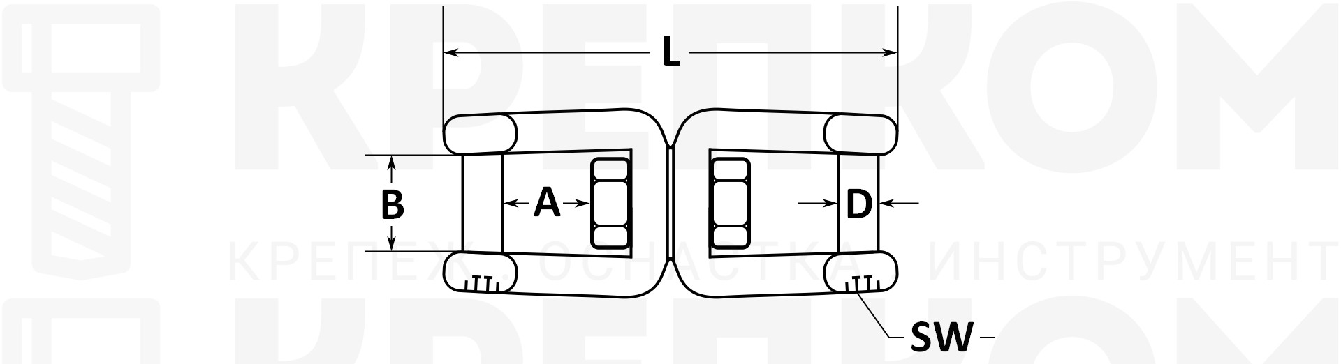 Вертлюг вилка-вилка с внутренним шестигранником 8535 схема