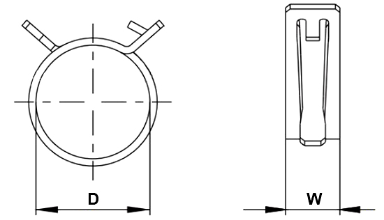 Хомут пружинный 42/12 мм NORMA FBS, органическое покрытие - схема, чертеж