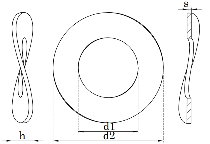 Шайба пружинная изогнутая волнистая DIN 137 форма B - схема
