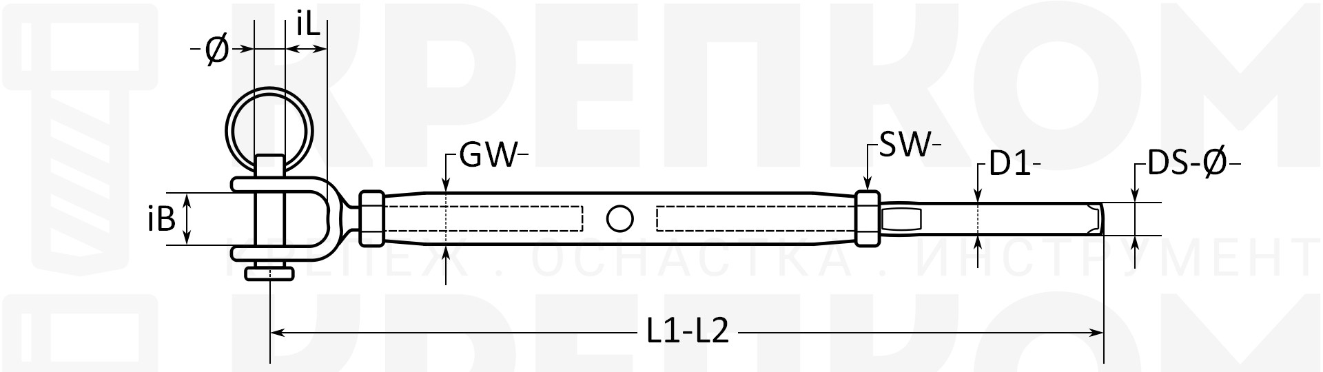Талреп закрытый вилка с обжимом для троса 8275 схема