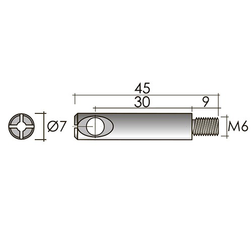 Шток стяжки конической D10, 45 мм - размеры