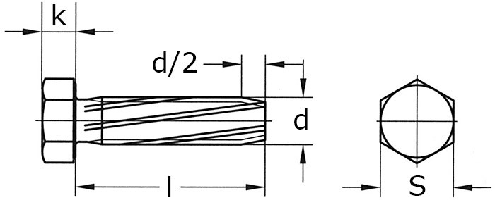 Самонарезающий винт DIN 7513 form A - чертеж, схема