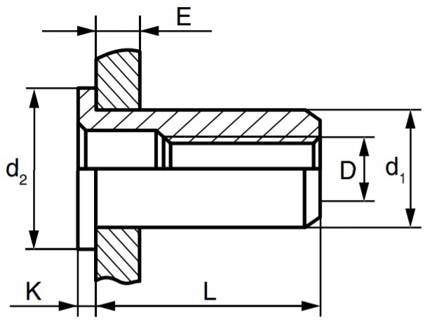 Резьбовая заклепка с цилиндрическим бортиком - схема